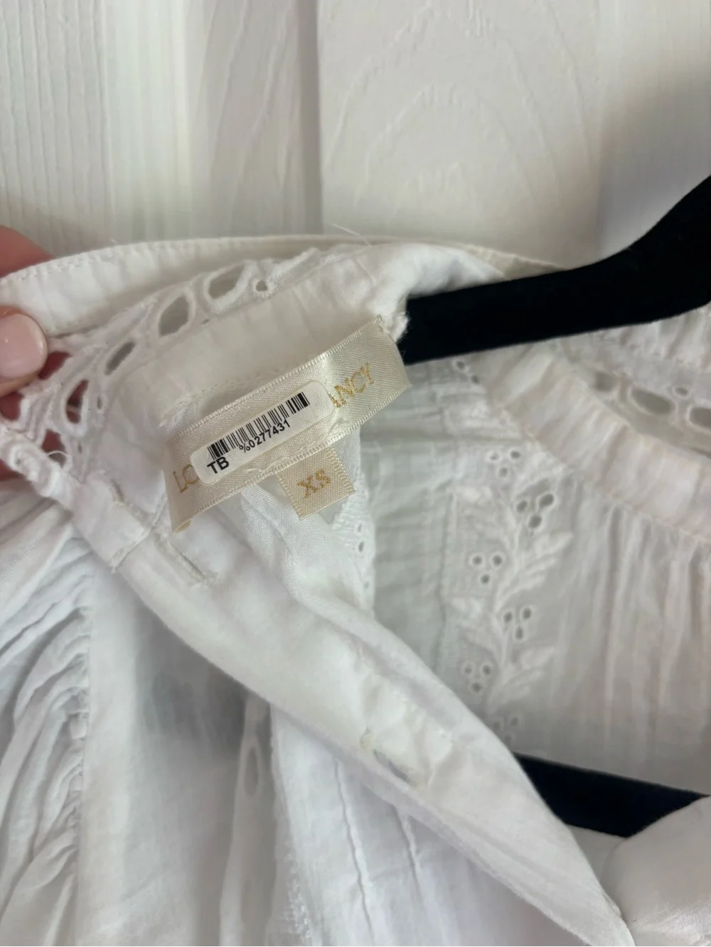 LoveShackFancy White Eyelet Lace Puff-Sleeve Blouse